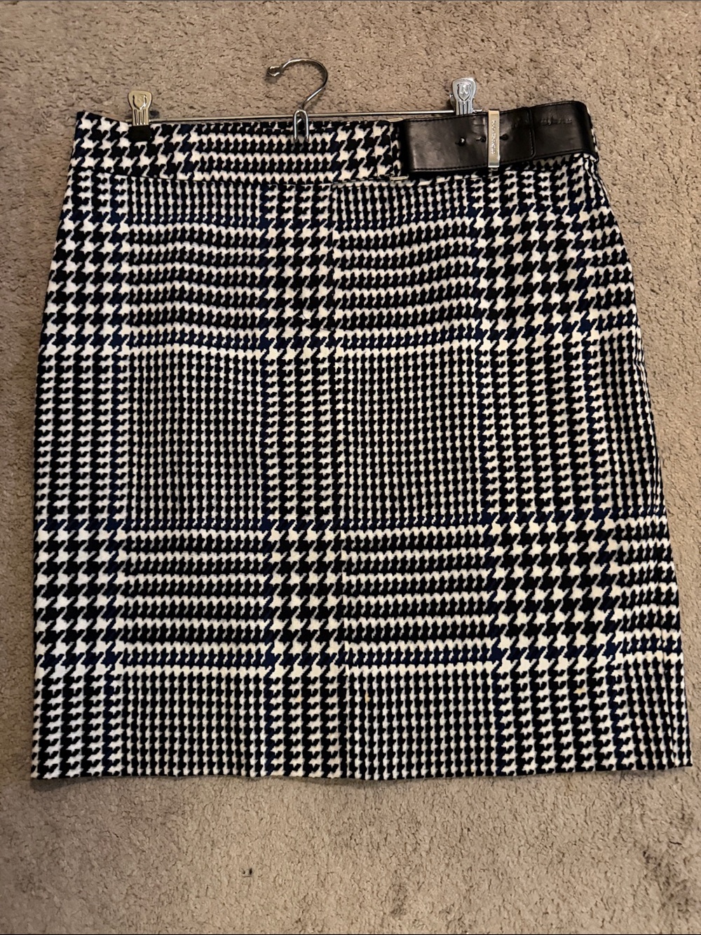 MICHAEL Michael Kors Pencil Skirt Womens 12 Black White NWOT Houndstooth Belted